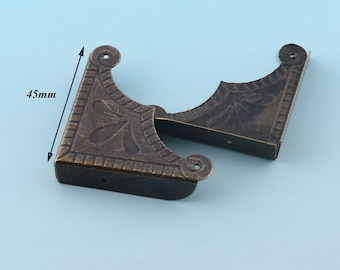 Antique Bronze Corners 4pcs*45mm Embossed Corner Decorative Corner Protector Metal Corner Protector Tips Decorative Bracket