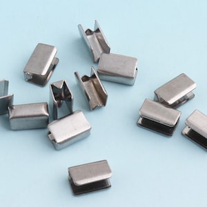 Silver Ribbon End Clamps 100pcs 11*7mm Fastener Clasp Crimp Fasteners - Closures Leather End Crimps