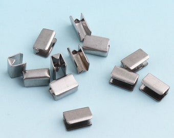 Silver Ribbon End Clamps 100pcs 11*7mm Fastener Clasp Crimp Fasteners - Closures Leather End Crimps