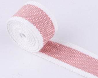 32mm bebê rosa listras lona webbing tecido cinto branco cinta de algodão webbing coleira de cachorro cinta saco cinta