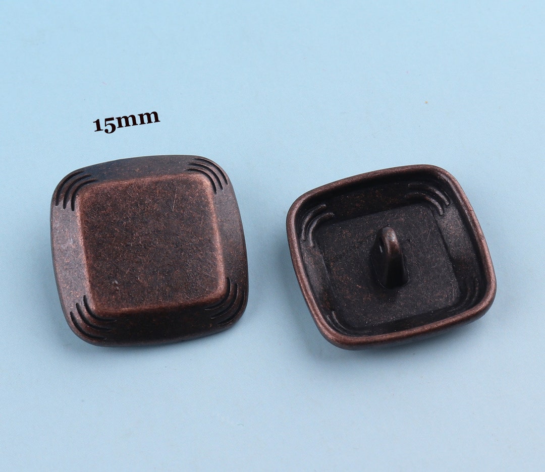 Rectangle Vintage Buttons 6pcs 15mm Red Copper Buttons Blazer Buttons ...