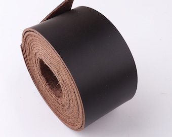 Leather Strip 2"(50mm) Brownish-black Cowhide Leather Strap Leather Strips Genuine Leather Handles Belt Straps Real Leather Supplies