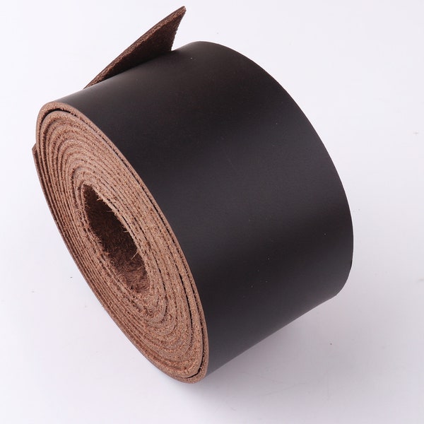 Leather Strip 2"(50mm) Brownish-black Cowhide Leather Strap Leather Strips Genuine Leather Handles Belt Straps Real Leather Supplies