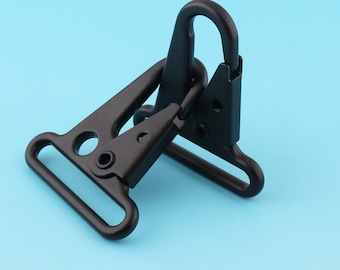 Negro Snap Hook 2pcs 1.5 "(38mm) Metal Lobster Clasp Lanyard Gancho giratorio Cierre bolsa Hardware Correa Gancho de correa