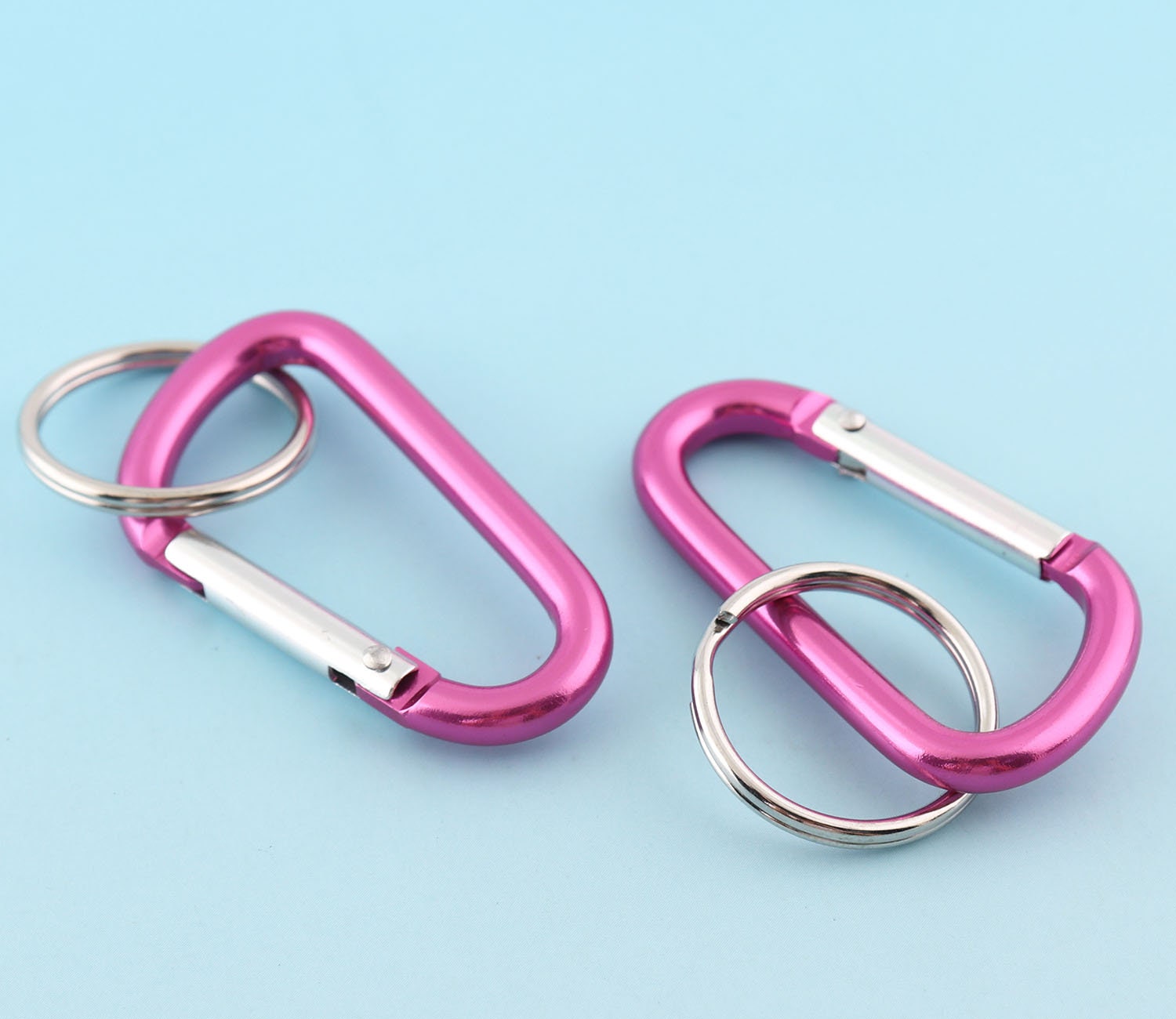 【かおリン様】CLIMBING KEY RING 2個セット(ピンク、ブラック) 48*25mm Purple Pink Carabiner With Key Ring Metal Carabiner