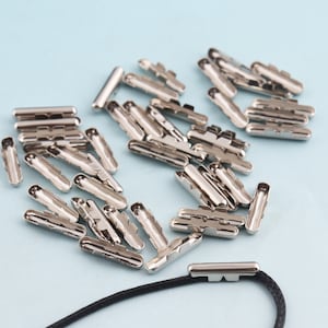 Silver Shoelace Bullets Metal Aglets Mini Shoelace Tips Tube Clasps Rope Cord Ends Cord Finish Ends Metal End Tips End Stopper-100pcs