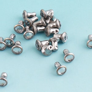 Rapid Rivets 30sets 7mm Silver Rivets Metal Button Rivets with diamond Singe Rivets Purse Studs for Bag Leather Craft