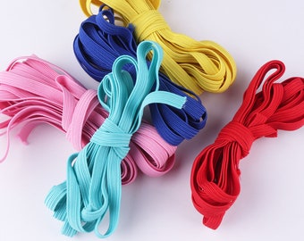 Colorful Elastic Cord 6mm(1/4") 20yards Flat Elastic bands for mask Spool Stretch drawstring band Sewing Nylon Elastic Mask Accessories