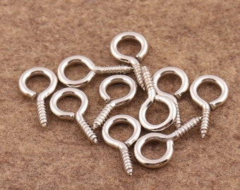 Skruvöglekrok för hängen - 200 st 12*5 mm - Metallskruvöglestift Silverfärgade skruvkrokar Smyckestillverkning