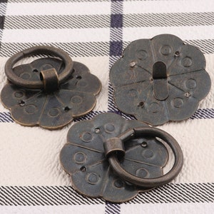 bronze Ring Pull Dresser-4pcs*30mm-box pull Pull flower Cabinet Drop Pull Cabinet  Decorative Vintage Furniture Metal Pull Knob
