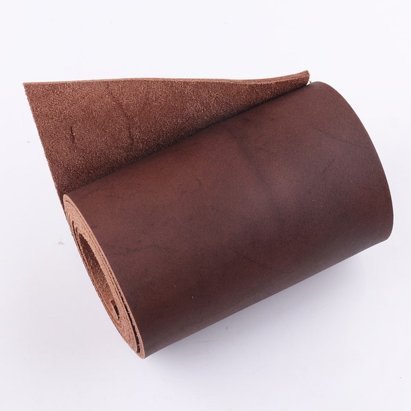 Coffee Leather Strip 4"(10cm) Genuine Leather sheets Leather Pieces Handles Bag Straps Belt Straps Purse Strap Natural Leather Supplies