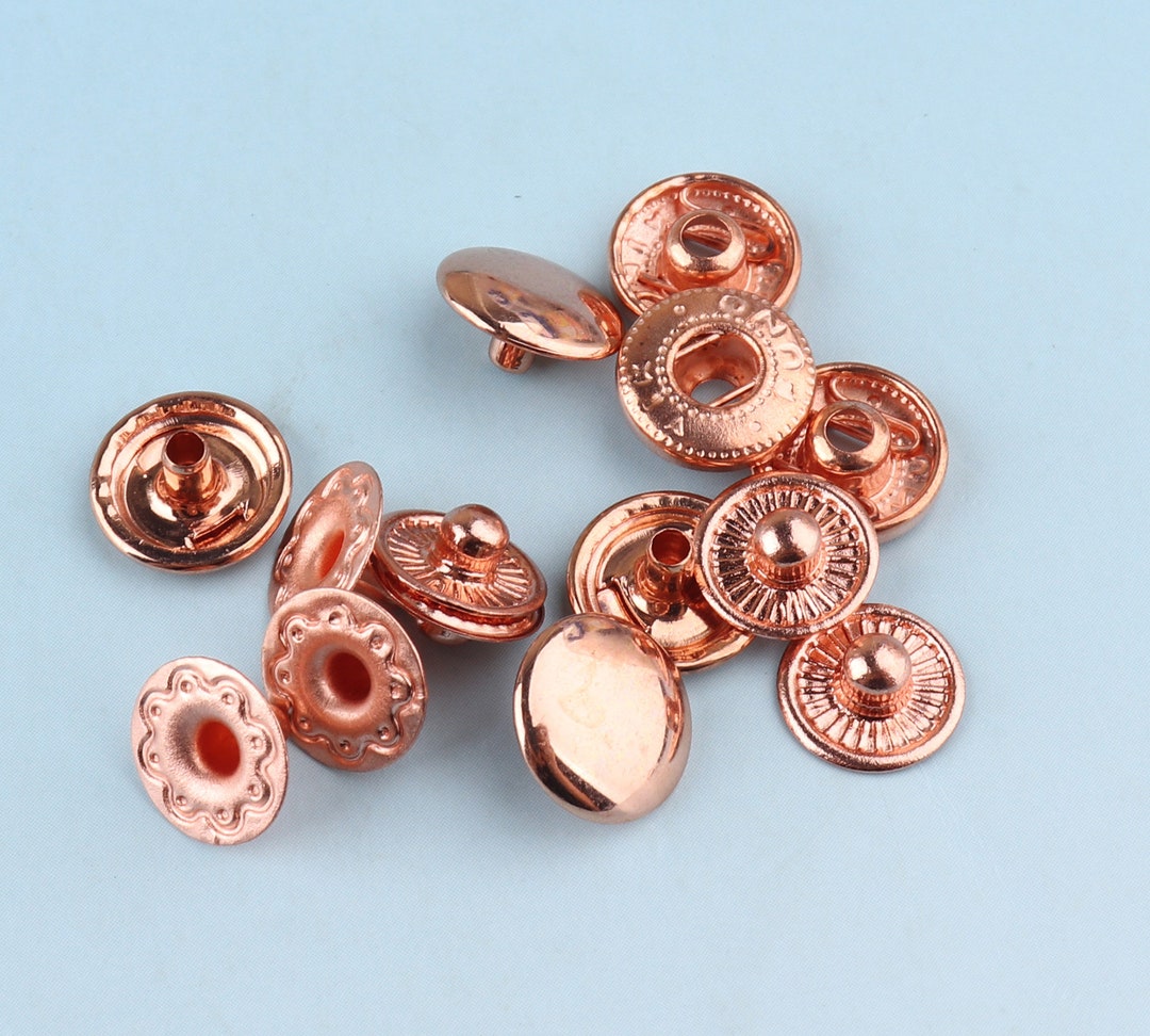 50 Sets 10mm Snap Fastener Rose Gold Snap Buttons Clothing Button Coat ...