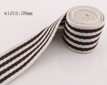 Stripes Straps Webbing 38mm Cotton Webbing Belt Leash Webbing Key Fobs Strap Fabric for Totes, Backpacks,Bag