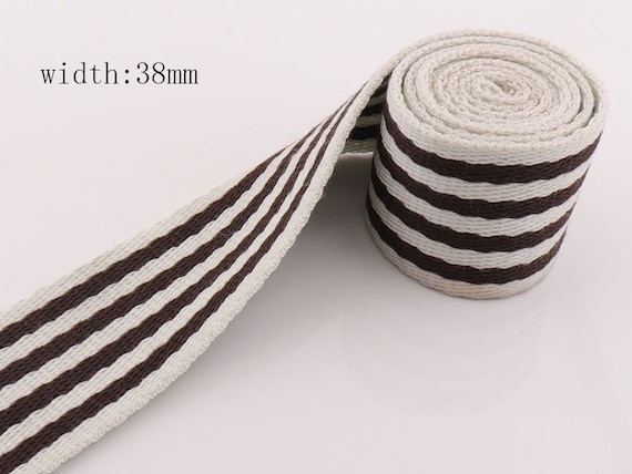 Stripes Straps Webbing 38mm Cotton Webbing Belt Leash Webbing Key Fobs Strap Fabric for Totes, Backpacks,Bag