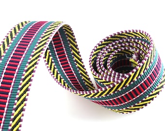 Rainbow Stripe Webbing 3.8cm Jacquard Webbing Belt Strap Upholstery Webbing Shoulder Bag handle strap Making Dog Collar