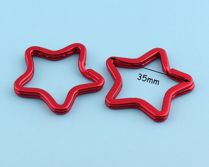 Red Star Keychain Red Star Key Ring 15pcs 35mm Large Key Fob Ring Metal Split Ring for ...
