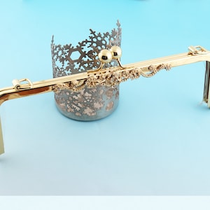 Golden Bag Frame 28*7cm Rectangle Bag Frame with Two Rings Diamond Clutch Clasp Frame Purse Frame Handbag Frame Supply Bag Frame