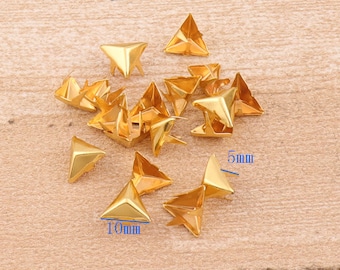 Triangle Nailheads Studs 100pcs Golden Nailhead 10 mm Metal Decorative Upholstery Tacks Nails Nailheads Studs