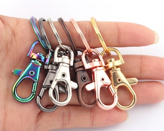 Swivel Clasp with Split rings 10sets Lanyard Snap Hook Metal Lanyard clasp Lobster Clasp for Bag, Tote, Purse Findings Keychain