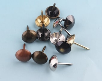 50sets 10mm Upholstery Tacks Nail Black Round Tacks Metal Button Metal Tacks Screw Studs for Leather Craft