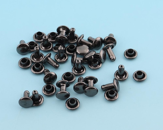 50sets 8*7mm Black Rivets Metal Grommet Rivet Button Double Capped Rivets Double Head Purse Notions Rivet Studs for Bag Belt