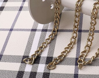 6mm Wide Gold Bag Chain Flat Purse Chain Metal Clasps Bag Strap Chain  Shoulder Bag Handles Bag Chain Supply--1 ft