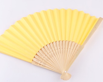 Handventilatoren Citroengeel waaiers Chinese papieren waaiers Bamboe vouwwaaiers voor bruiloft, cadeau, feest Zomeraccessoires Cadeau voor haar