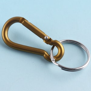 Adobe Brown Carabiner with split rings 10pcs 42mm Metal Carabiner Keychain Engraved Keychain Aluminum Carabiner