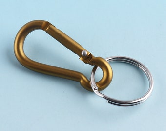 Adobe Brown Carabiner with split rings 10pcs 42mm Metal Carabiner Keychain Engraved Keychain Aluminum Carabiner