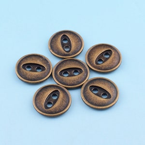 Mini Metall Löcher Knöpfe 10pcs 11mm Bronze Shirt Knöpfe Hosen Knöpfe Schaft Knöpfe mit zwei Löcher Mantel Knopf Kleidung Knopf