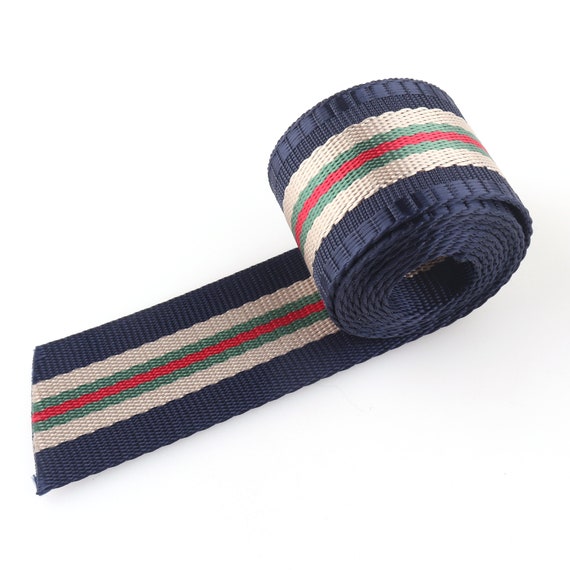 Stripe Webbing: Blue & White on Beige Stripe Webbing: Blue & White on Beige