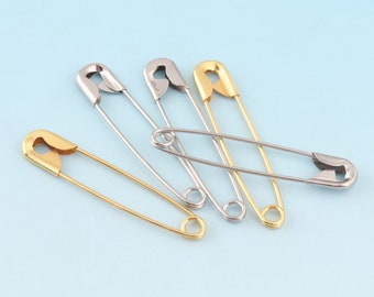 50pcs 50mm Gold Safety Pins Kilt pins Silver Charming Safety Pins Brooch Safety Pins Sewing Shawl Pins Stitch marker