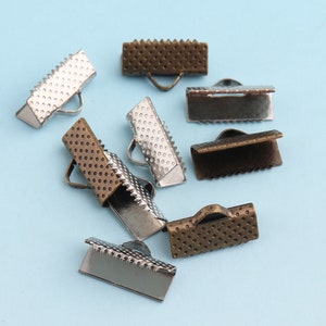 Ribbon End Cap 50pcs 13mm Silver Ribbon End Clamps Fastener Clasp Crimp Fasteners - Closures Cord Crimp Leather End Crimps