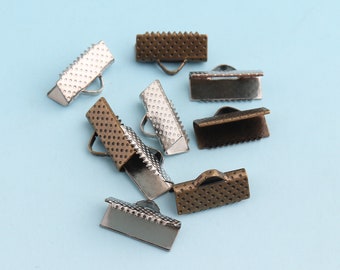 Tapa del extremo de la cinta 50pcs 13mm plata cinta fin abrazaderas sujetadores de cierre de cierre de cierre - cierres cordón de prensa de cuero end crimps