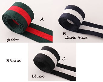 Black Stripe Webbing 10yards*38mm Stripe Webbing Fabric belt Canvas Webbing Key Fobs Strap Webbing Bag strap Dog webbing Collar