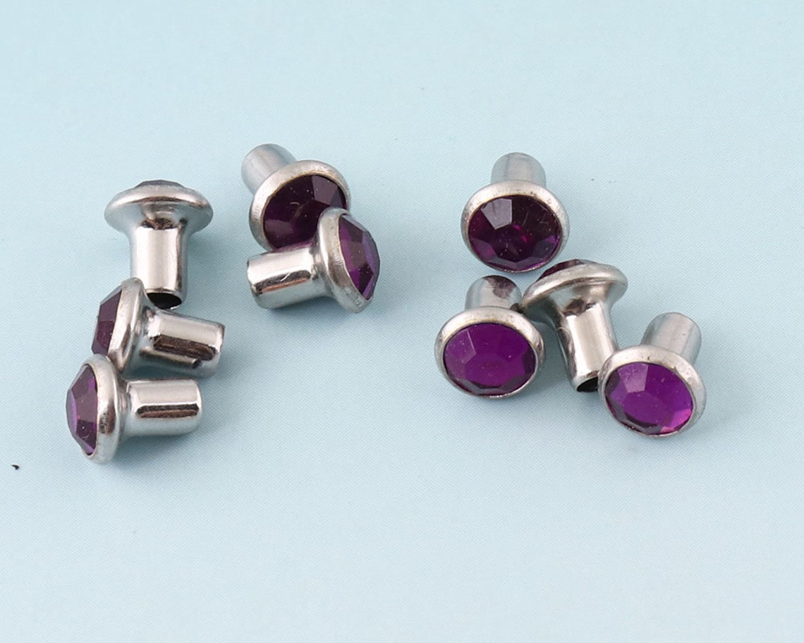 Purple Rivet Rapid Rivets 30sets 6mm Purple Rivets Metal Button Rivets With Diamond ...