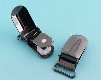Gunmetal Suspender clips 16pcs 36*18mm Metal Kam Clips Dummy Clips Pacifier Clips Suspender Slide Adjusters Suspender Supply
