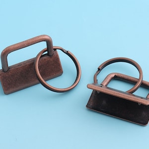 25MM/32MM Key Fobs Hardware Red Copper Key Ring Key Chains Key Lanyard Metal Key Wristlet Key Strap Key Fobs Hardware