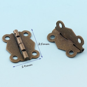 20個 25 mm アンティークブロンズヒンジ キャビネットヒンジ ボックスヒンジ ミニヒンジ 装飾ヒンジ 木製ボックスヒンジ ボックスハードウェア