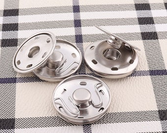 Broche de presión plateado de 30 mm (15 unidades) para ropa, abrigo, costura, monedero, artesanía en cuero.