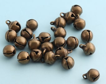 Bronze Jingle Glocken Blöcke 100pcs 6mm Weihnachtsglocken kleine Glocken Hochzeit Glocken Wasserkocher Glocken Haustier Kragen Glocken Zauberstäbe Glocken Versorgung