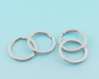 20pcs 28mm Flat Key Ring Silver O Ring Large Key Fob Ring Metal Split Ring for Key Chain Wholesale Key Ring Findings