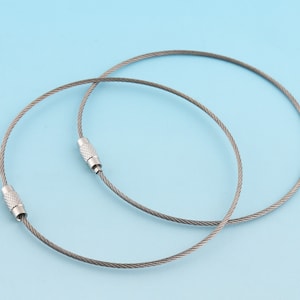 Wire key ring Wire Keychain Key Ring 20pcs Large Key Fob Ring stainless steel cable wire Keyring Keychain Findings