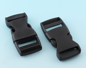 Black Release Buckle 6pcs 25mm Plastic Adjuster Buckle Strap Buckle Bag Hardware Adjuster Slider Buckle Pet Webbing Buckle