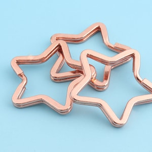 Rose Gold Star Key Ring 10pcs *35mm Large Key Fob Ring Metal Split Ring for Key Chain Wholesale Key Ring Findings