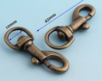 Antique Bronze Snap hook 8pcs 45*12mm Swivel Clasp Metal Swivel hooks Lobster Clasp Bag Hardware Purse Notions
