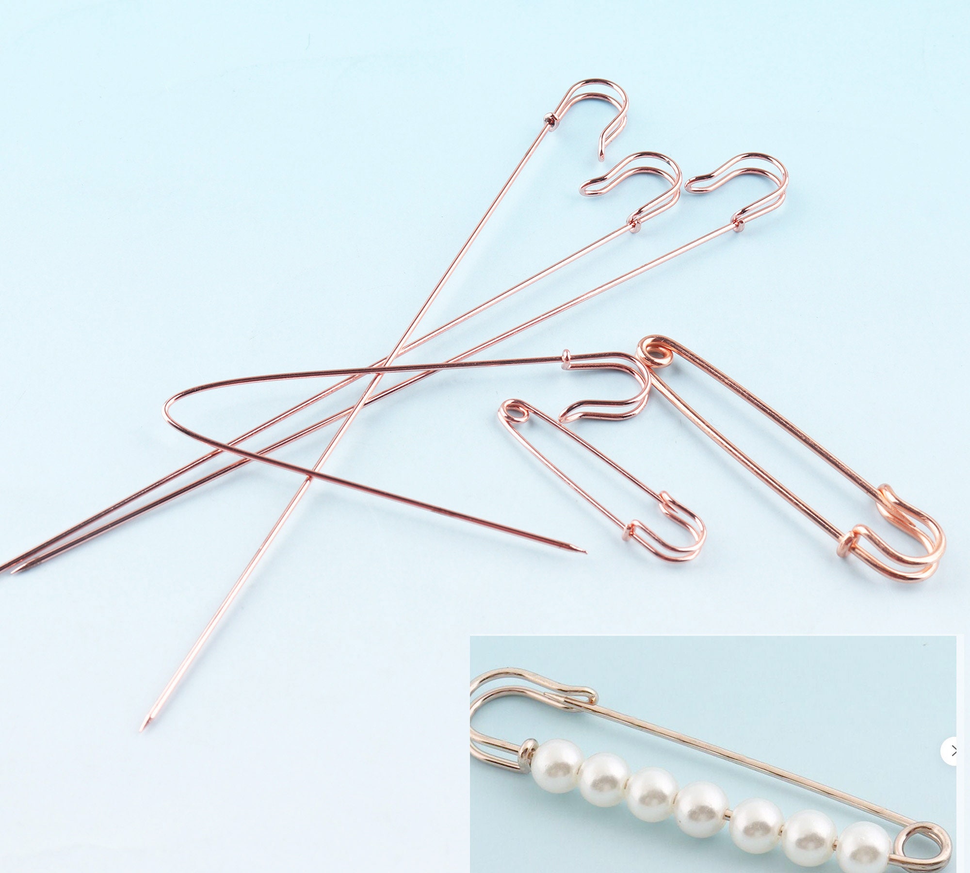 Silver Safety Pins 80mm Coiless Safety Pins for Bead Craft Shawl