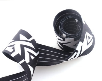 Black Webbing heavy weight 50mm Stripe Webbing Fashion Purse Strap Comfortable Belt Strap Ethnic Webbing for camera Strap