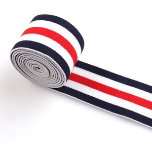 Red Striped Elastic band 1.5&quot;(38mm) Fashion Textile Crafting Soft Webbing strap Elastic Ribbon Clothing Accessories