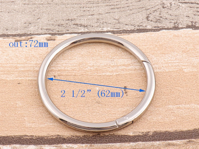 Silver O ring Spring Hook 2 12 Push Gate Snap Hook Large Key Chain Metal Clasp for Leather and Fabric Clasp 2 pieces